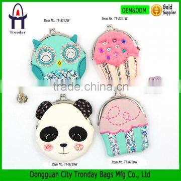 Panda cute animal shaped leather iron button coin purse carry purse