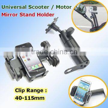 40-115mm Retractable Mobile Phone GPS PDA MP4 Motorcycle Scooter Mirror Stand Holder for iPhone6 Plus Samsung S4 S5 S6 Xiaomi