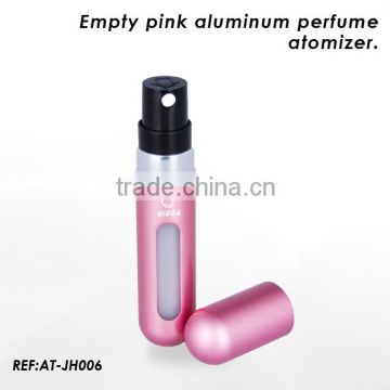 5ml Empty Pink aluminum perfume atomizer with window