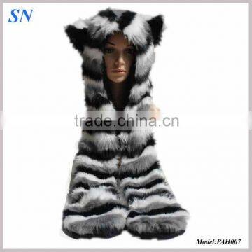 Animal Hoodie Faux Fur Scarf for Winter
