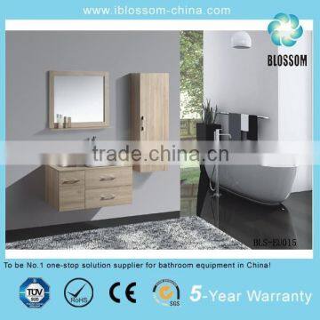 European hanging mirrored MDF bathroom cabinets with side cabinet