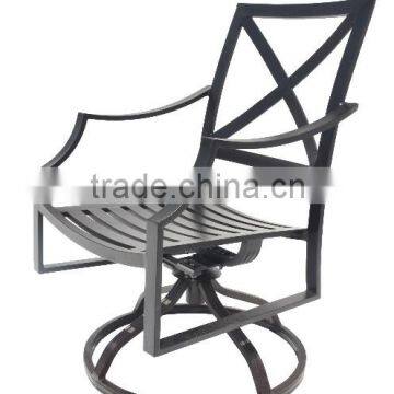 Outdoor garden cast aluminum patio dining swivel chair