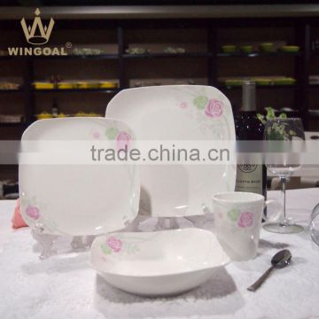 Rose decal porcelain dinner ware