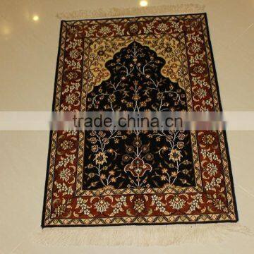 turkish classic hand knotted silk prayer rug carpet handmade silk carpet