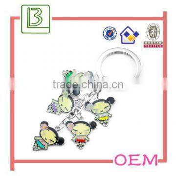 Custom Metal Alloy Silver Tone Enamel Cartoon Figure Keychain photo-2