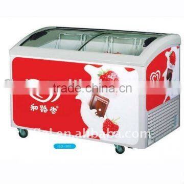 curved glass door commercial freezer