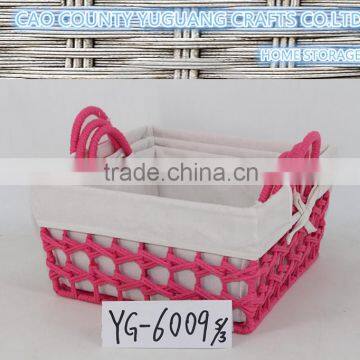 personalised wholesale cheap rectangle food baskets with metal handle