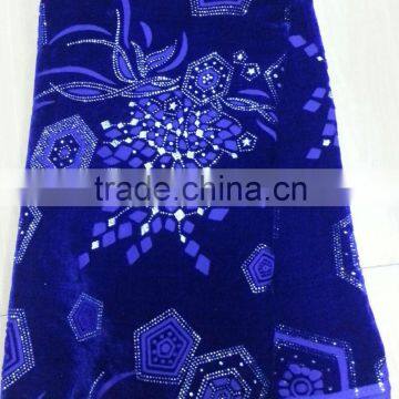 Newest velvet with embroidery stone lace fabric CL9235-13