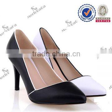 2015 Guangzhou factory real leather block heels women shoes