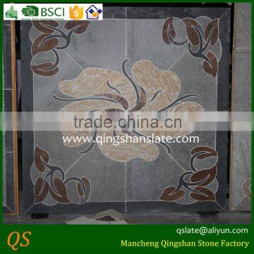 latest design slate water jet flower external wall tiles