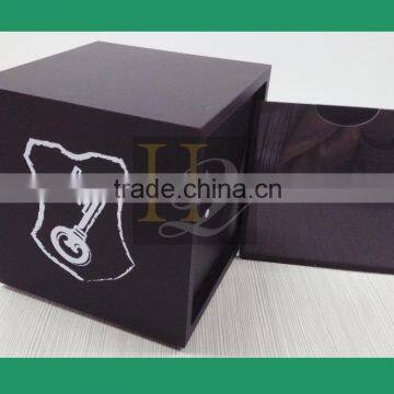 Custom black cube silk printing logo acrylic advertising display box