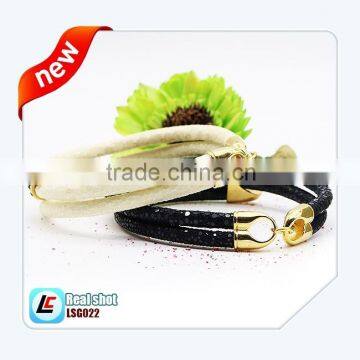 Gold Plate Imitation White Stingray Skin Jewelry Leather Cuff Bracelet Supplier