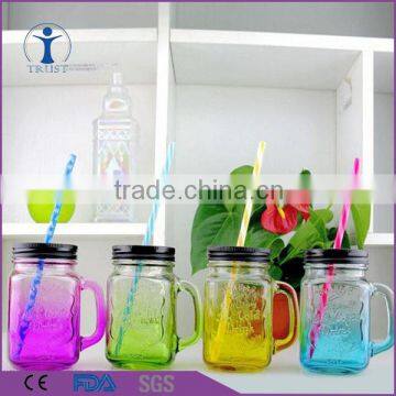 Party Wedding Mug Glass colored king Mason Jar With Handle Lid Straw                        
                                                Quality Choice
                                                    Most Popular