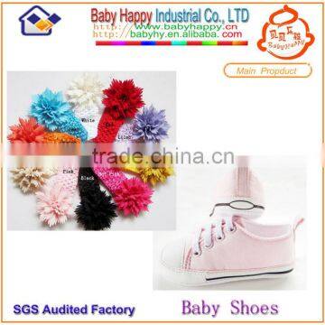 cotton fabric fancy baby girls shoes set