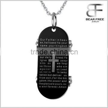 Men Fashion Skateboard Shoes Scripture Stainless Steel Pendant Necklaces