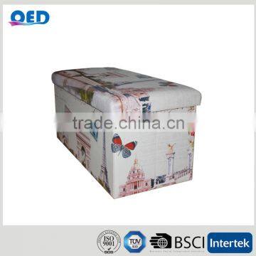 Europe Landscape Printing Storage Cube Ottoman