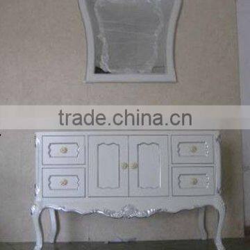 Drama white Antique wooden mirror and cabinet top with Baltic Brown/Classic solid wood bathroom cabinet