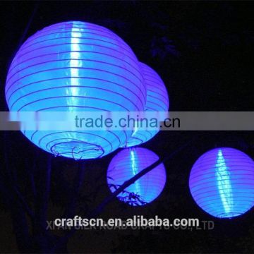 waterproof round nylon fabric hanging solar lantern