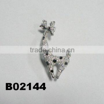 Wholesale glitter crystal deer brooch pin