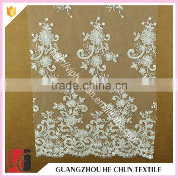 HC-5270-1 Hechun Cutwork Delicate Floral Embrodery Bridal Lace Fabric White