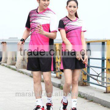 Top quality badminton polo jersey,cheap pink/black jersey set,new design polo shirts