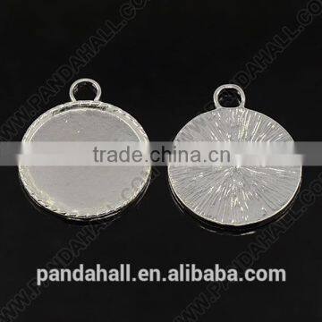 30mm Blank Pendant Cabochon Settings Silver Color Cameo Trays(TIBEP-A12082-LF-4)