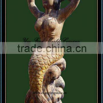 Sculpture Wood Animal, Wood Mermaid Sculpture