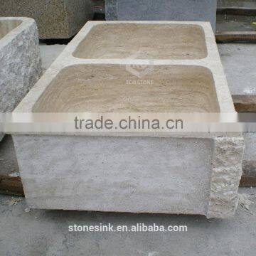 High Quality Marble Beige Travertine Laundry Water Sink