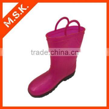 Fashion Half Boot Height Kids Rubber Rain Boot With Handles