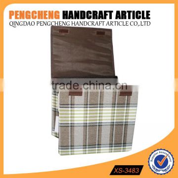 Folding grid brown color with a lid laundry basket