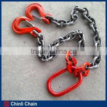 Chain sling with hook, grade 80 alloy steel chain