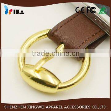 yellow gold metal zamak round pin buckle for belt