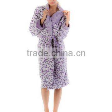 Women's Jacquard Fleece Plush Robe--Grap