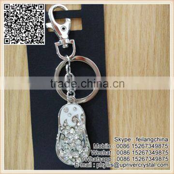 Keychain Jewelry White Crystal Shoes Key Ring For Souvenir