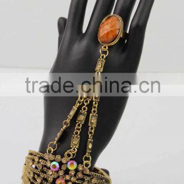 Exaggerated Gold Rhinestone Bracelet Jewelry Set Wholesale J061931F01
