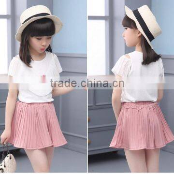 1979 Hot Sale Children Chiffon Shirt+Skirt Casual Clothing Set