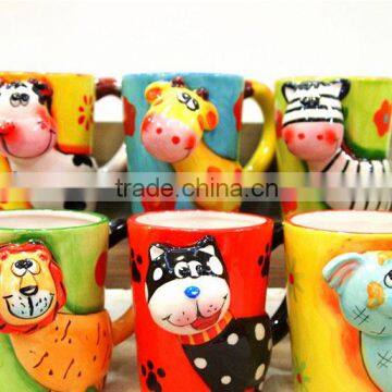 3D relief handpaint ceramic animal mug