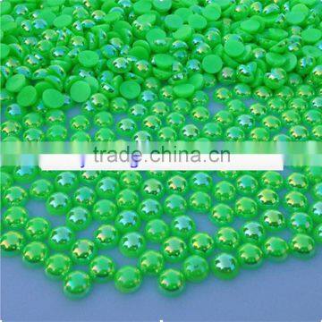 full size and colors fancy light green AB color plastic half pearl beads for docaration