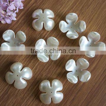 36mm big size middle hole sew on four leaf concave receptacle flower pearl beas for jewelry accessory