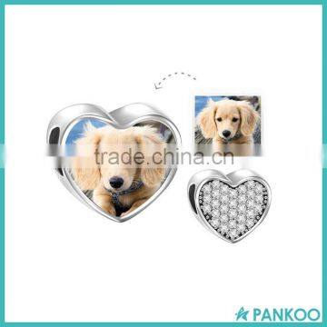 Custom 925 Sterling Silver European Heart Charms With Photo