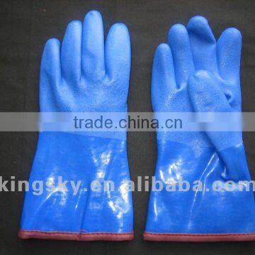 Blue color PVC coated winter chemical glove