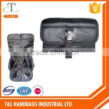 2016 latest America style PU leather polyester fashional travel wash bag toiletry bag for unisex