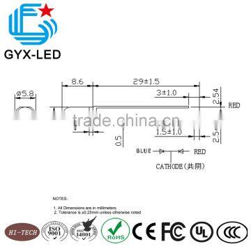 5mm Diameter Round Type Red Color and Blue Color Bi-color 3 Pin DIP LED photo-2