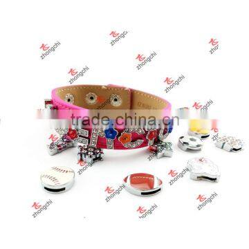 8mm Slide Pink Genuine Leather Strap Bracelet Gifts (PGB51111)