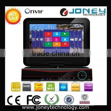 10 Inch monitor DVR 4 CH 960H 2CH 720P DVR NVR Hybrid H.264 HVR