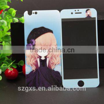 Beautiful Cartoon Mobile Phone Protective Case Front and Back Tempered Glass Screen Protector for Iphone 5
