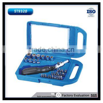 38pcs hand tool sets mechanic sets 1/4'' sockets 1/4''*3'' extension bar adaptor6'' adjutable wrench