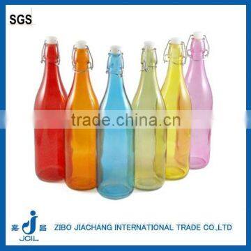 1L colorful glass wine bottle with swing lid