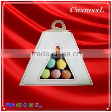 hot sells wholesale 3 tier paper &plastic Macaron pyramid tower display stand &patented customizable Macaron packaging