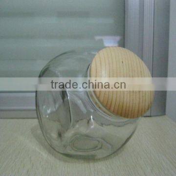 Wholesale glass jars with wooden lid for candy